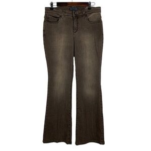 Nine West Brown Flare Tall Mid-Rise Jeans Rhinestone Back Pockets Women's 6/27